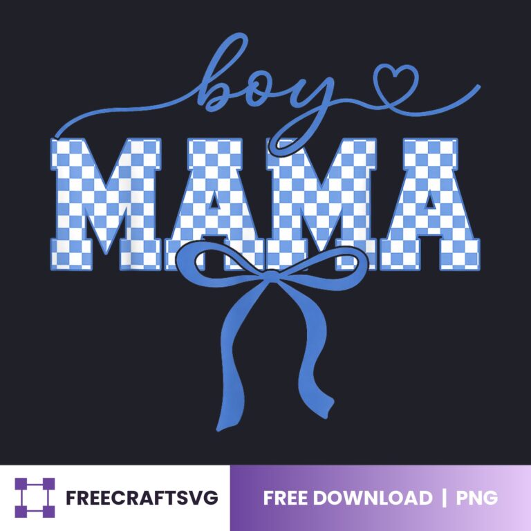 Boy Mama Gingham Bow PNG