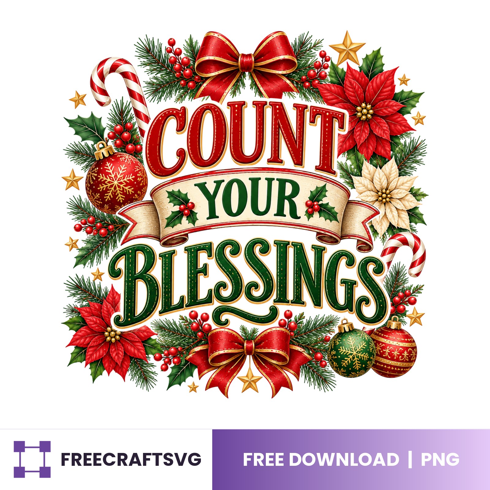Count Your Blessings free Christmas design for Cricut and Silhouette