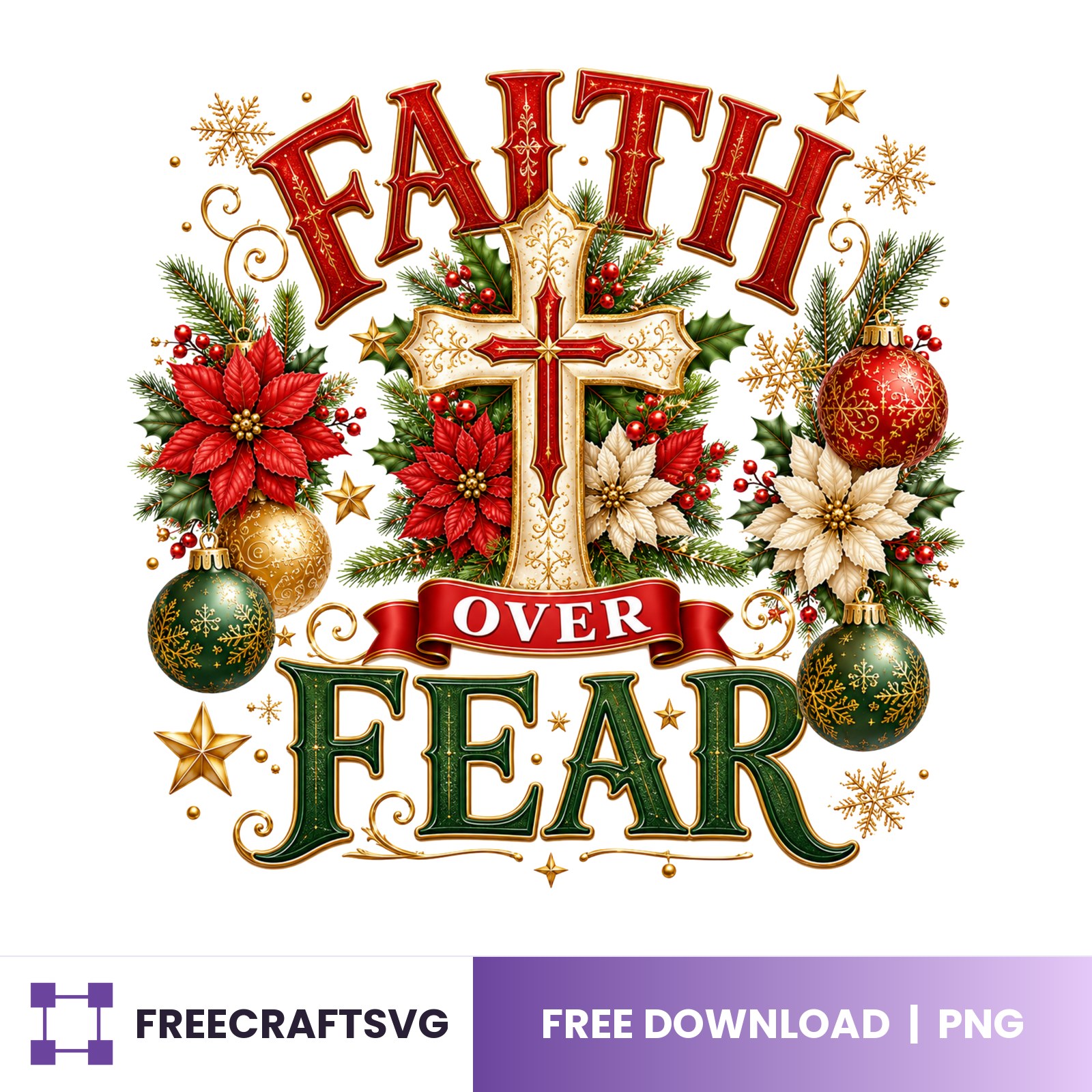 Faith Over Fear free Christmas design for Cricut and Silhouette