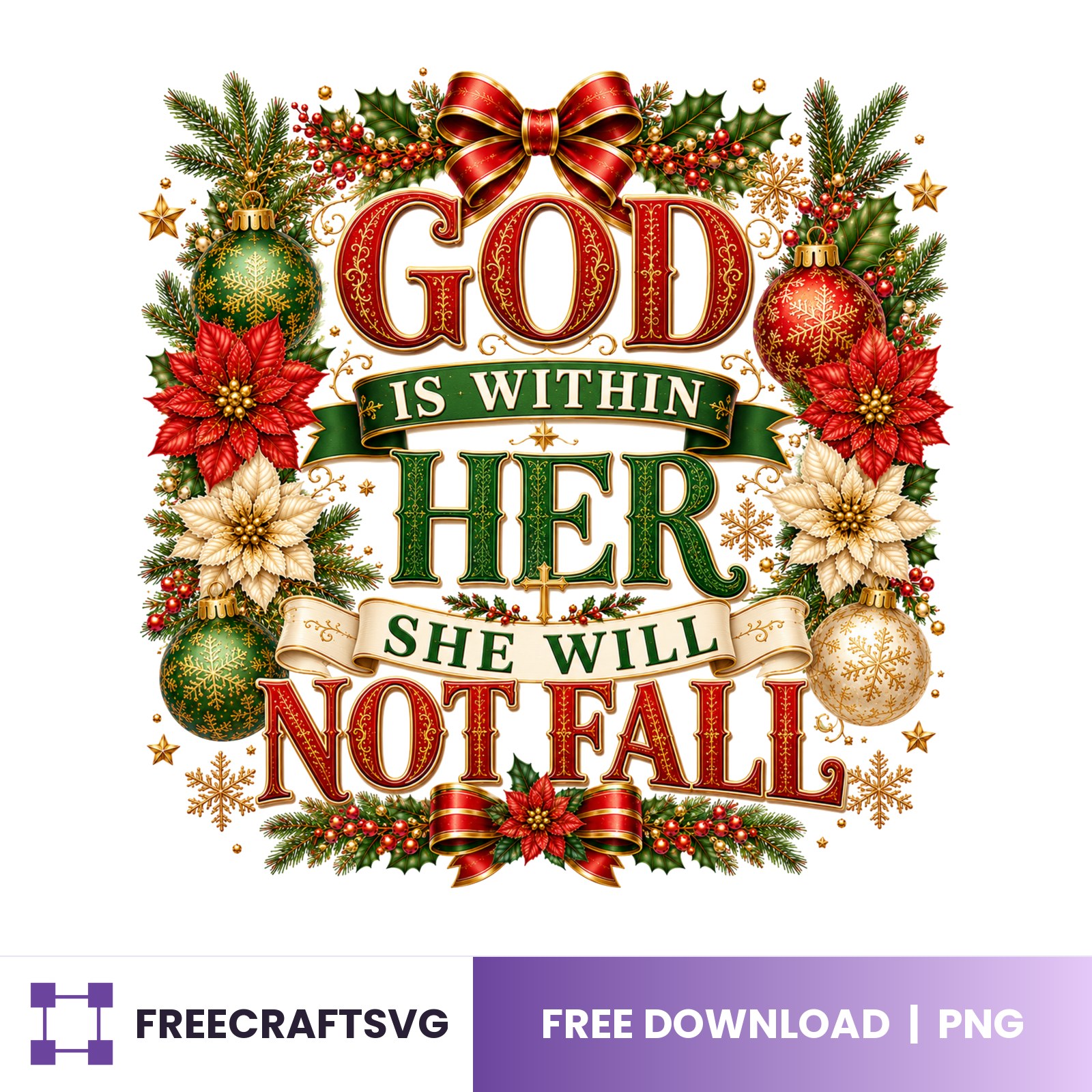 God Is Within Her She Will Not Fall free Christmas design for Cricut and Silhouette