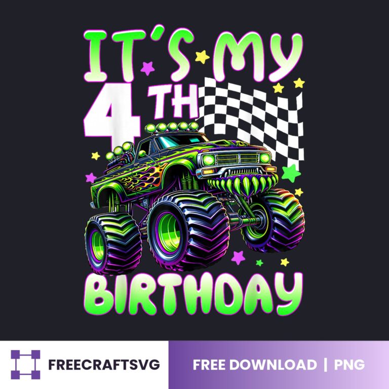It’s My 4th Birthday Monster Truck PNG