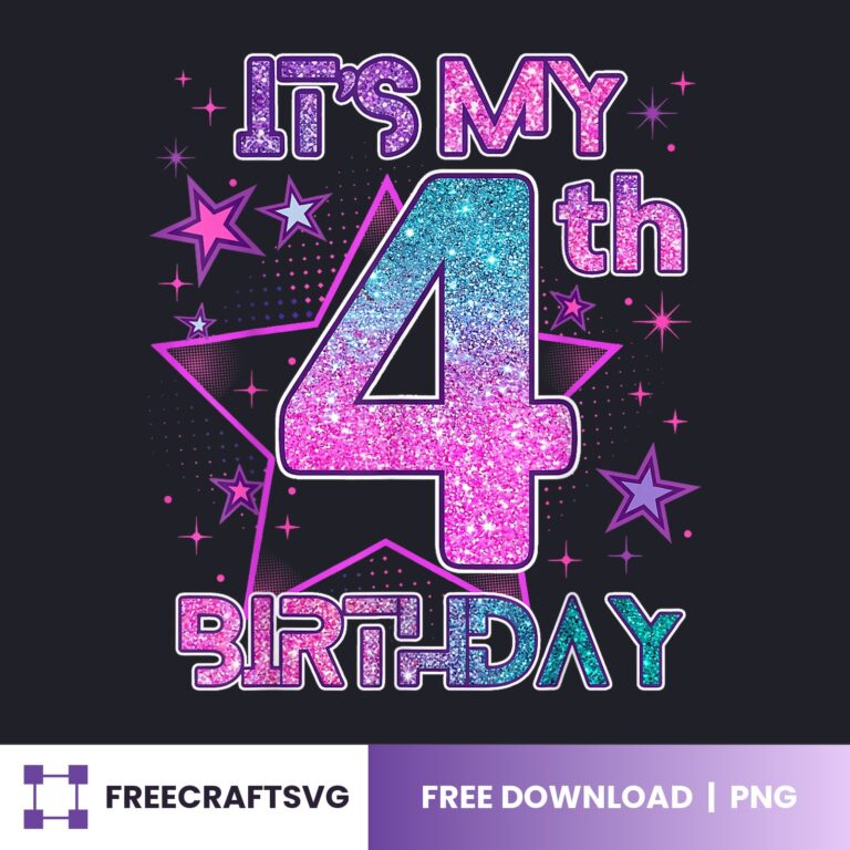 It’s My 4th Birthday Stars PNG