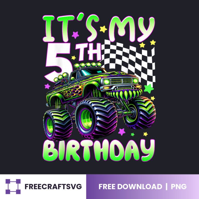 It’s My 5th Birthday Monster Truck PNG