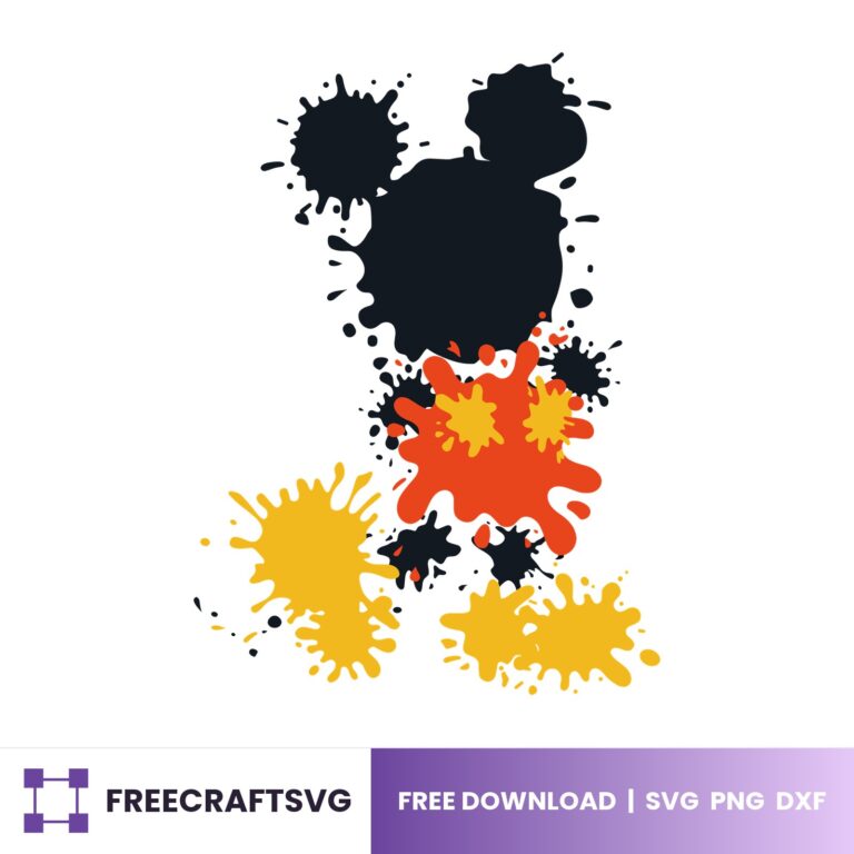 Mickey Mouse Ink Splatter, Disney Sublimation Clipart, Cricut Silhouette Design SVG