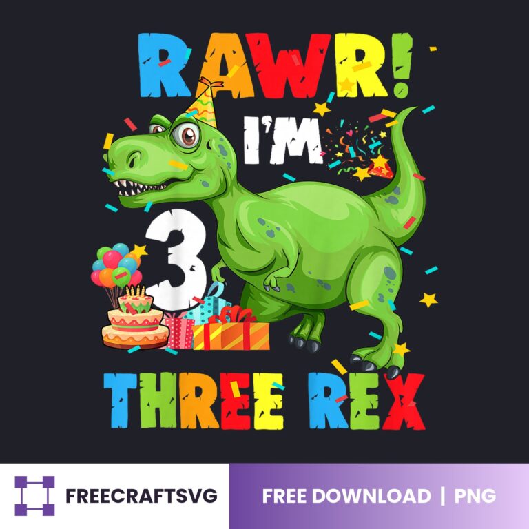 Rawr Three Rex PNG free download for Cricut and Silhouette