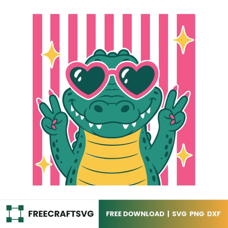 Retro Gator Peace Sign – Free SVG, PNG & DXF for Cricut, Silhouette & Sublimation