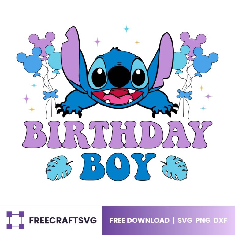 Stitch Birthday Boy, Blue Alien Birthday Shirt Design, Cricut Silhouette Cut File – Free SVG, PNG & DXF for Cricut, Silhouette & Sublimation