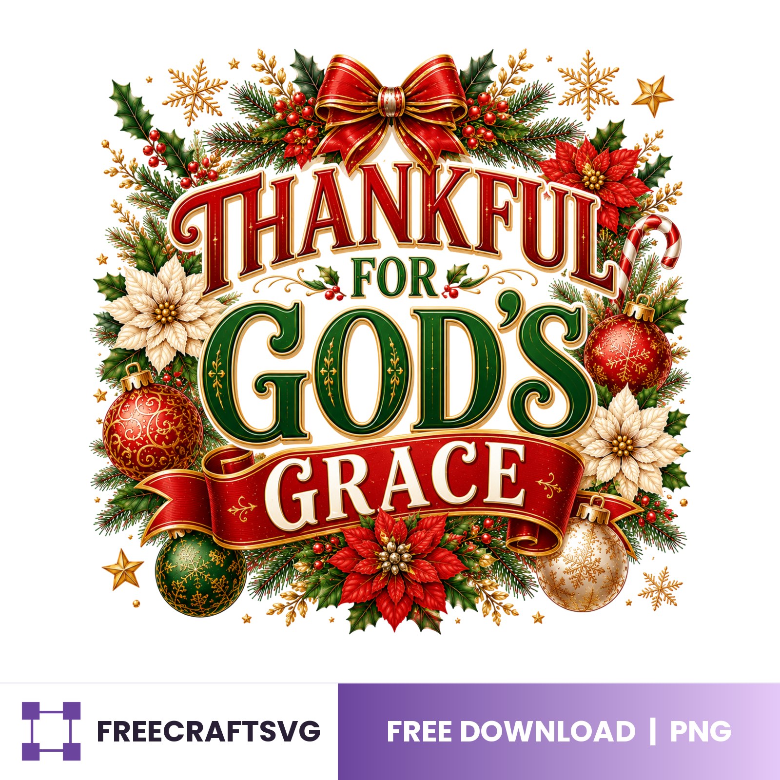Thankful For God’s Grace free Christmas design for Cricut and Silhouette