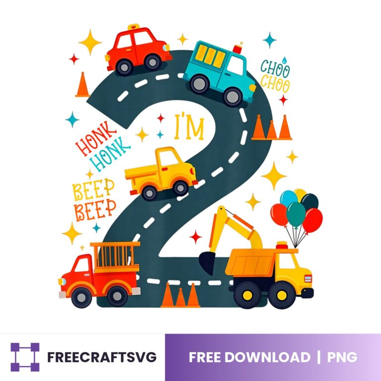 Two Construction Truck Birthday PNG free download for Cricut and Silhouette